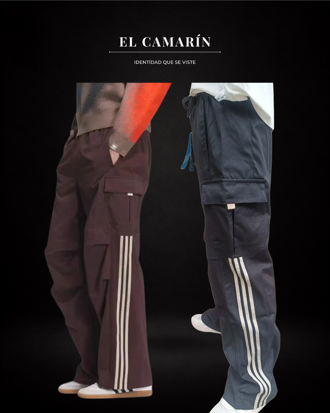 PANTALON BUZO ADIDAS ADICOLOR FIREBIRD CARGO CAFE-AZUL