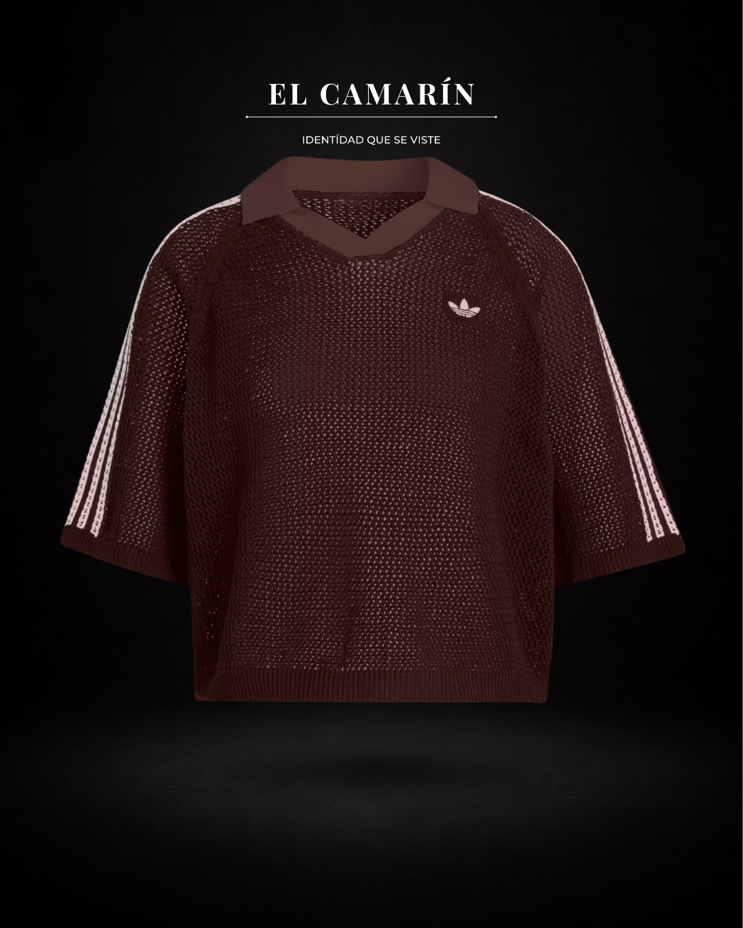 POLERA PIQUE ADIDAS FIREBIRD DE TEJIDO CROCHET - CAFE