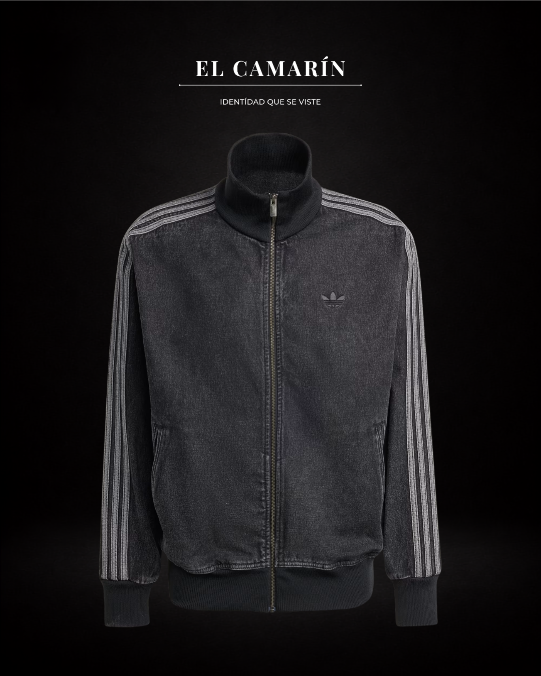CHAQUETA ADICOLOR FIREBIRD TEJIDO DENIM - NEGRA