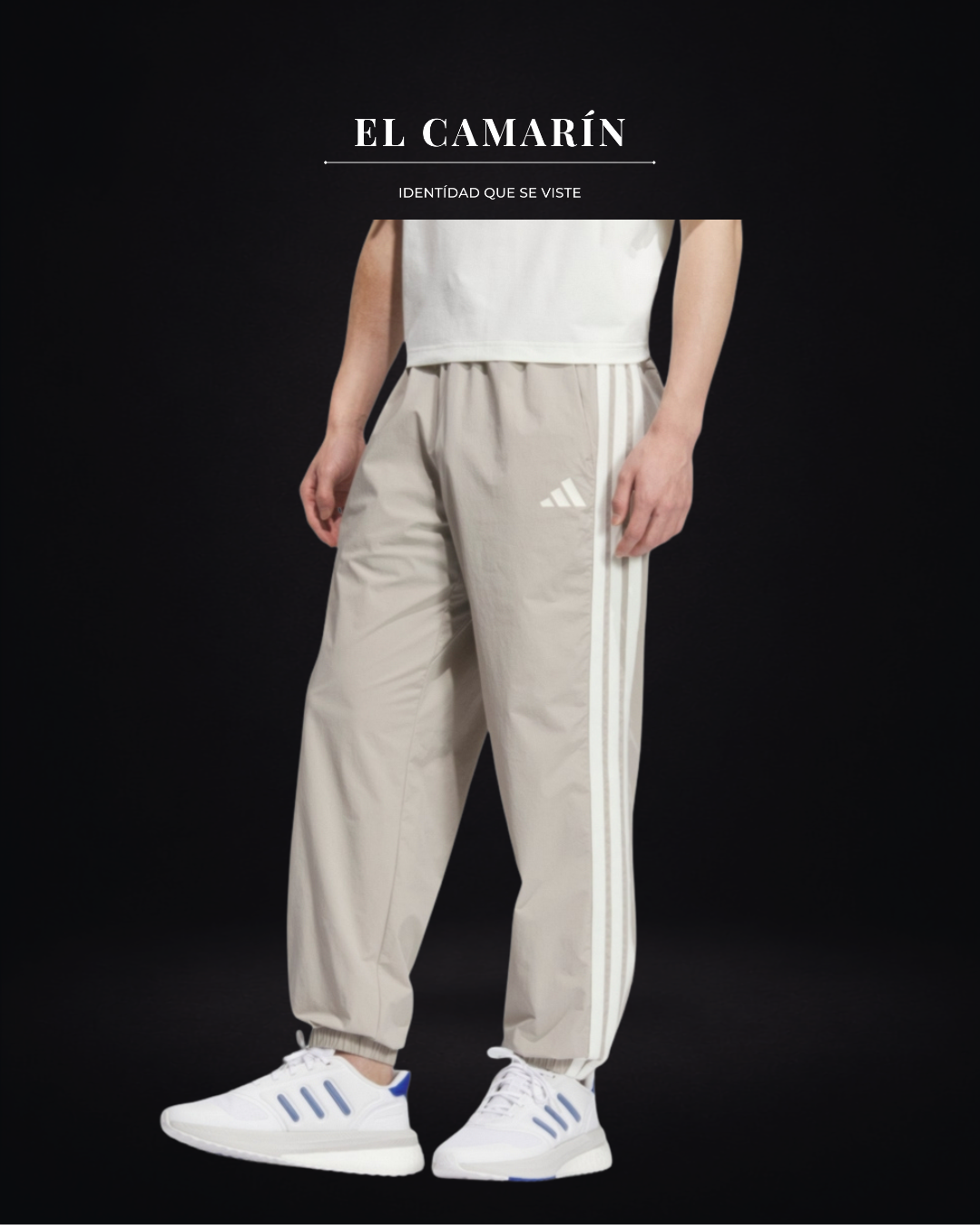 PANTALON DEPORTIVO ADIDAS 3 STRIPES - BEIGE