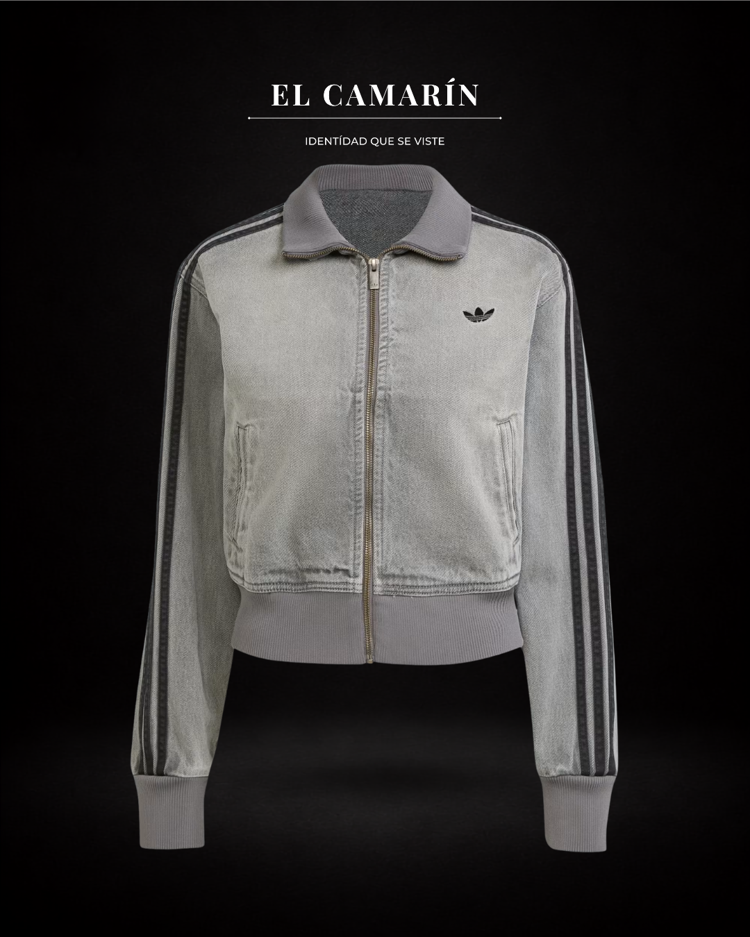 CHAQUETA ADICOLOR DENIM TRACK TOP - GRIS