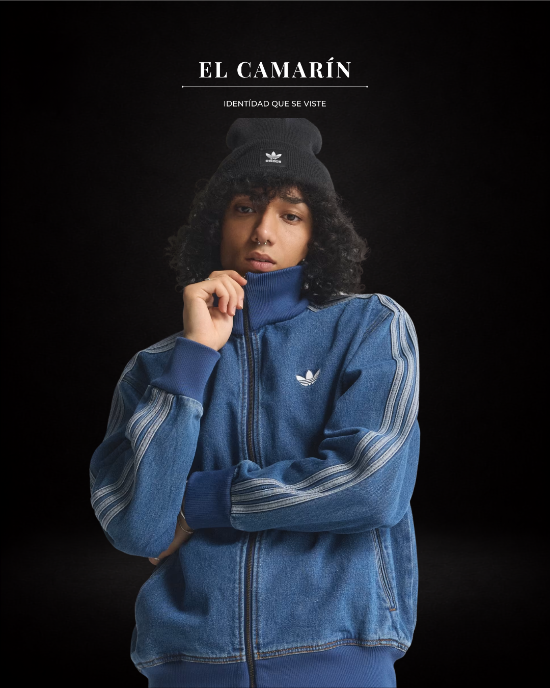 CHAQUETA ADICOLOR FIREBIRD TEJIDO DENIM - AZUL