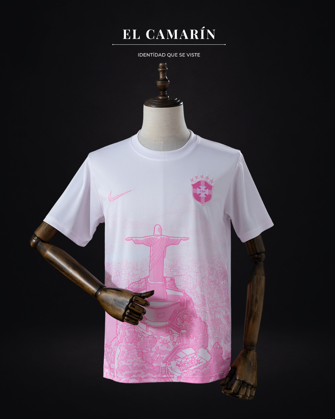 CAMISETA BRASIL CRISTO REDENTOR ROSADA