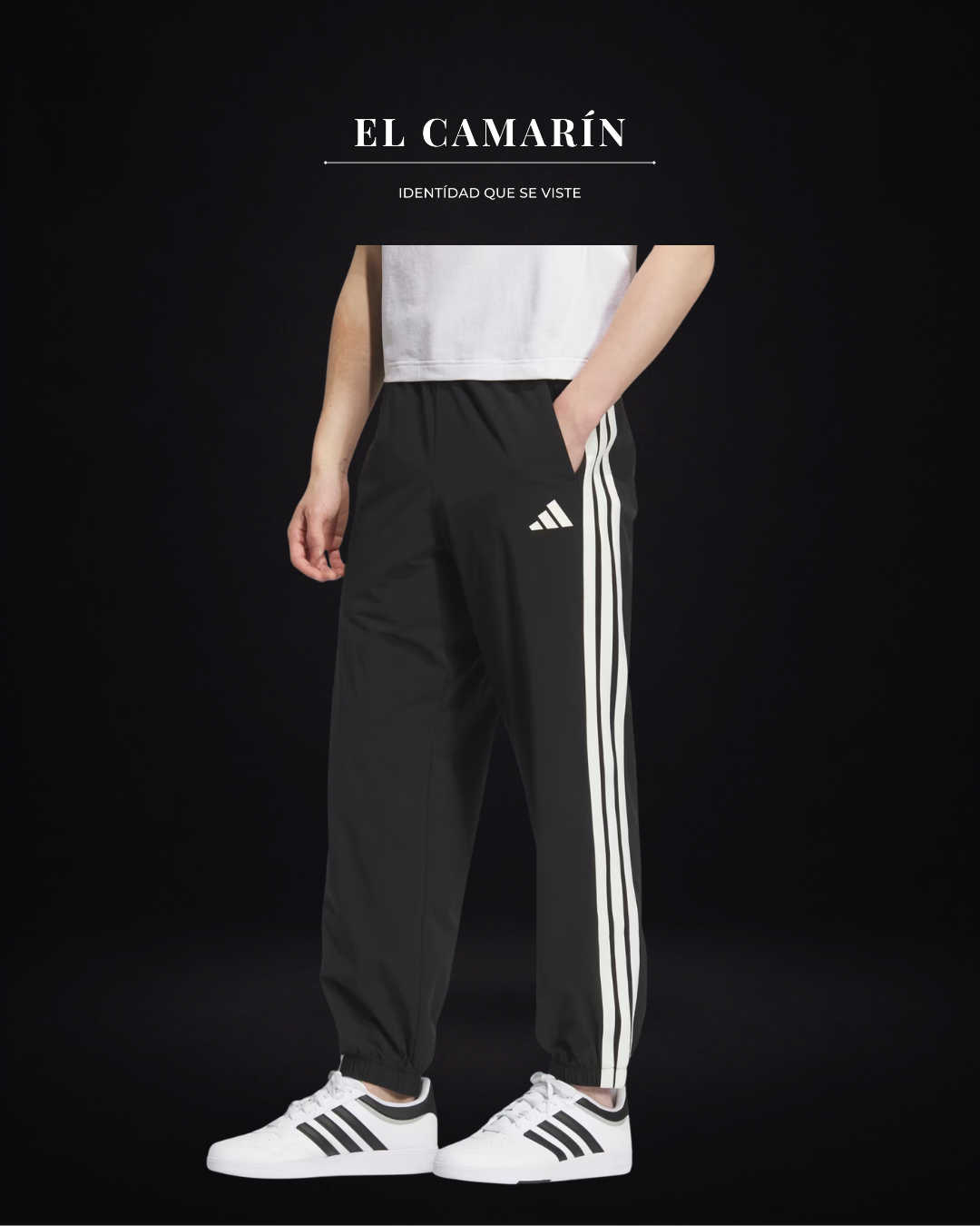 PANTALON DEPORTIVO ADIDAS 3 STRIPES - NEGRO