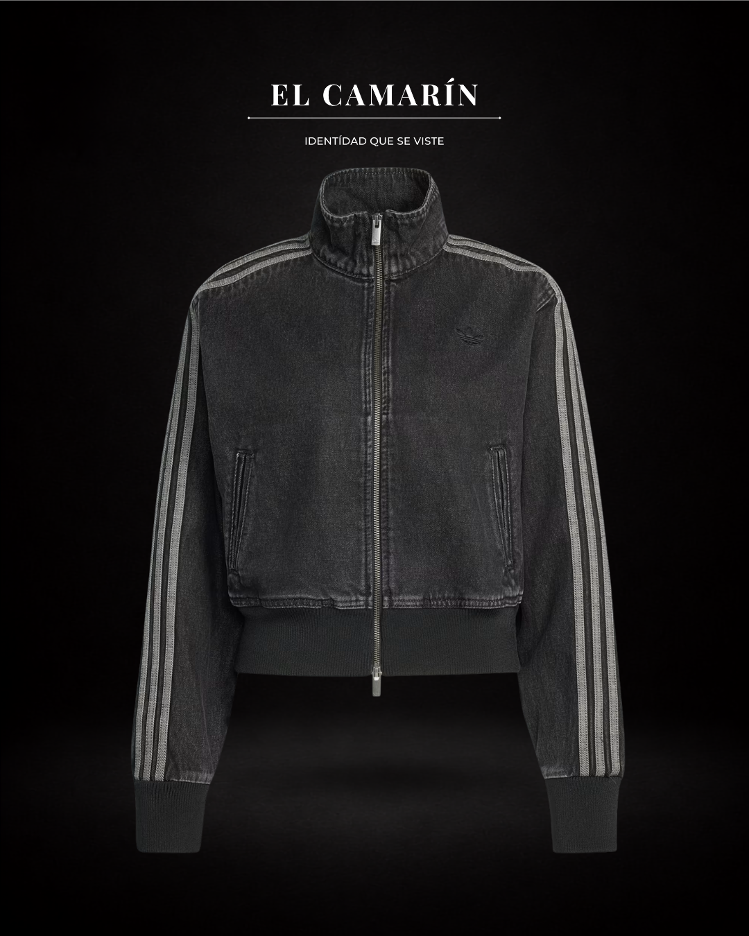 CHAQUETA ADICOLOR DENIM TRACK TOP - NEGRA