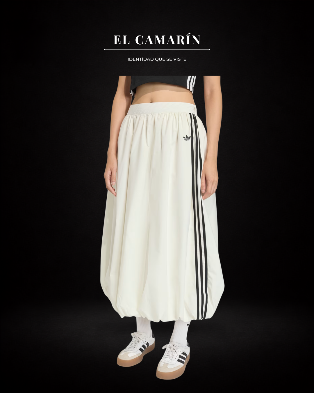 FALDA ADIDAS LONGSKIRT BALLOON BLANCA