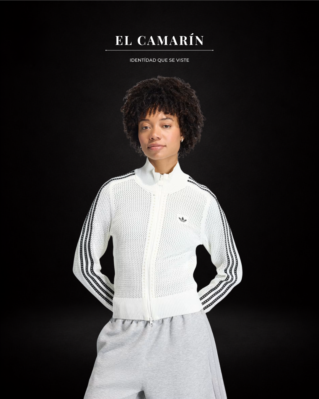 CHAQUETA TEJIDA CROCHET ADIDAS FIREBIRD - BLANCA