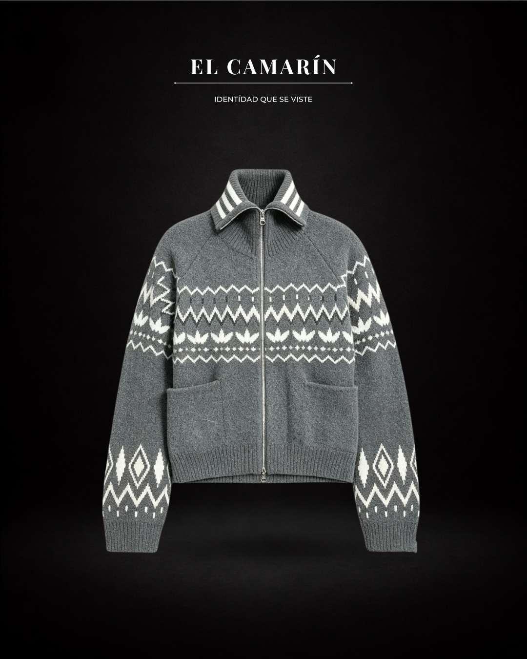 ADIDAS ORIGINAL FAIR ISLE CARDIGAN GRIS