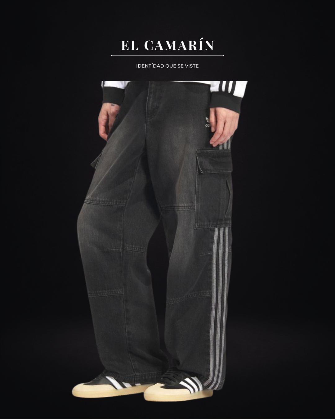 PANATALON ADIDAS DENIM RELAXED - NEGRO