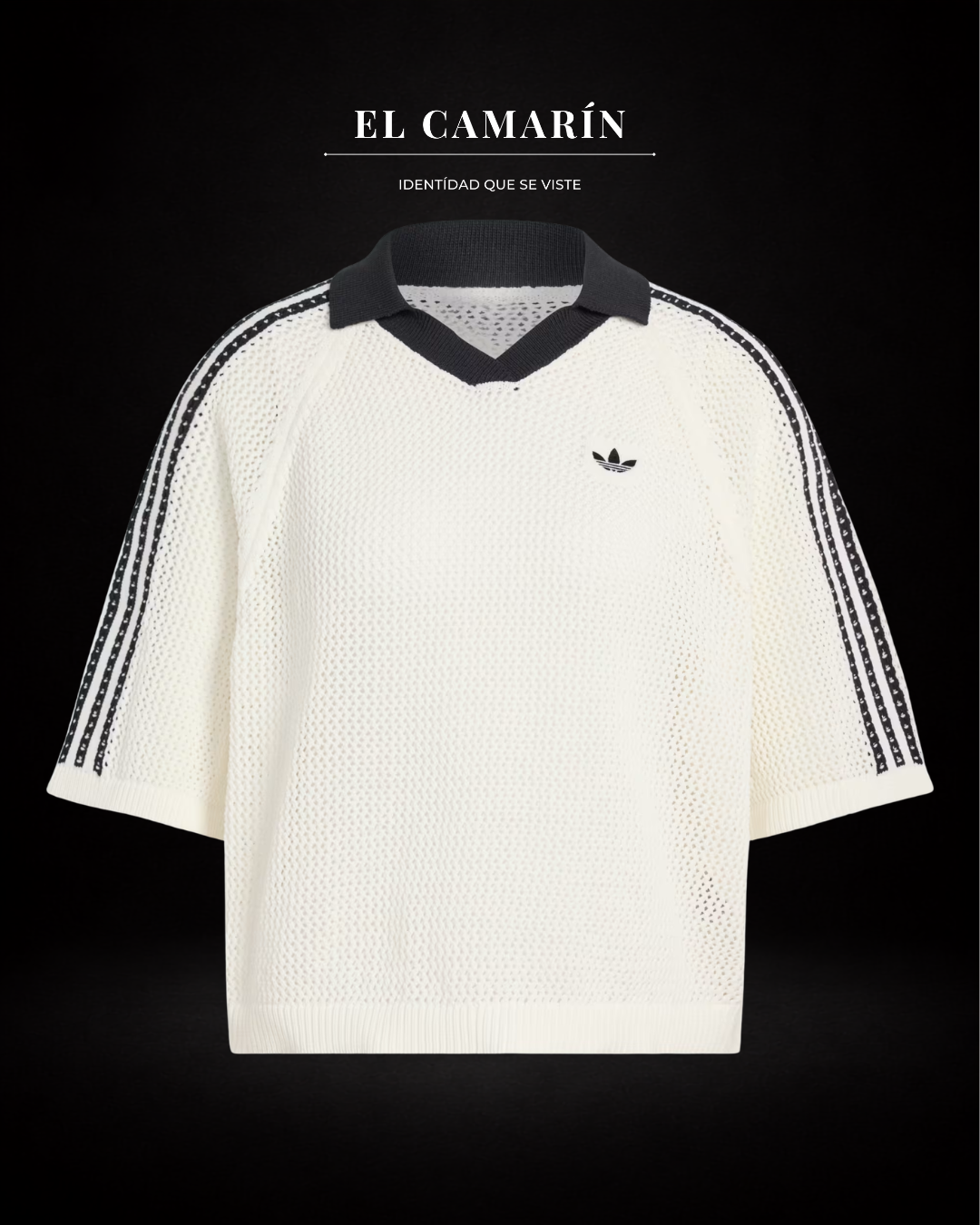 POLERA PIQUE ADIDAS FIREBIRD DE TEJIDO CROCHET - BLANCA