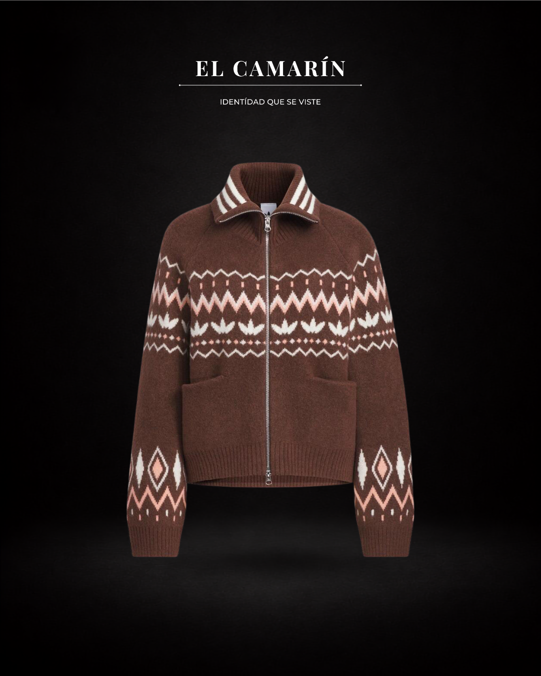 ADIDAS ORIGINAL FAIR ISLE CARDIGAN CAFE