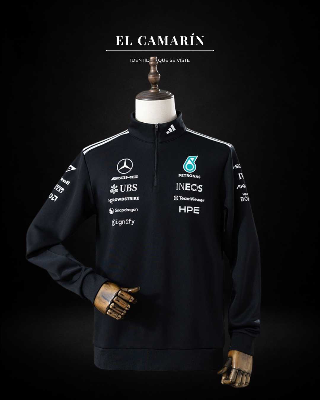 Mercedes-AMG Petronas F1 2026 Black Half-Zip Jacket
