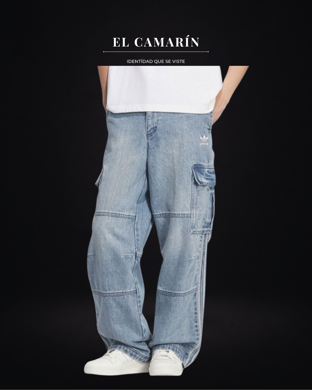 PANATALON ADIDAS DENIM RELAXED - AZUL CLARO